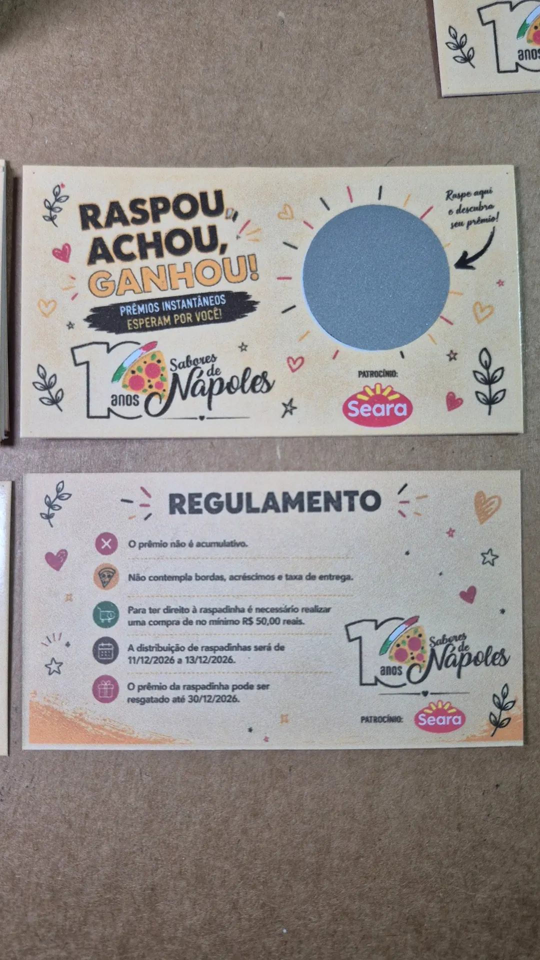 Alimentação — Frente e regulamento personalizados